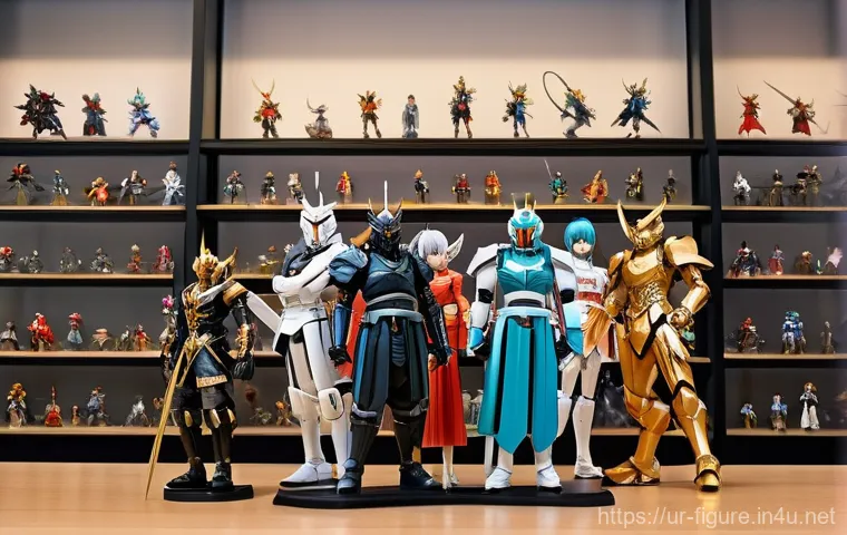 피규어 수집으로 성공한 사례 - **Prompt:** A visually stunning display of various Japanese anime action figures from popular series...